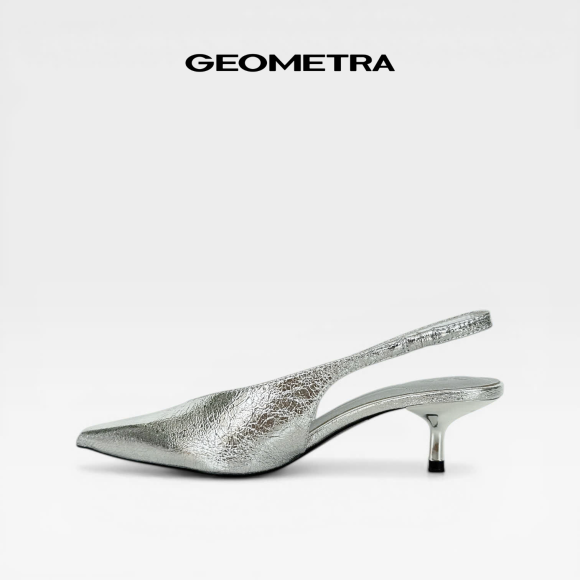 Giày cao gót bít mũi hở gót da nứt Rift