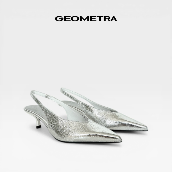 Giày cao gót bít mũi hở gót da nứt Rift