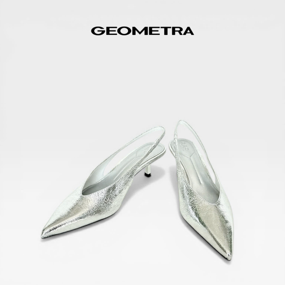 Giày cao gót bít mũi hở gót da nứt Rift