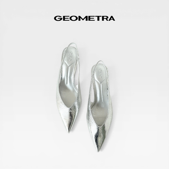 Giày cao gót bít mũi hở gót da nứt Rift