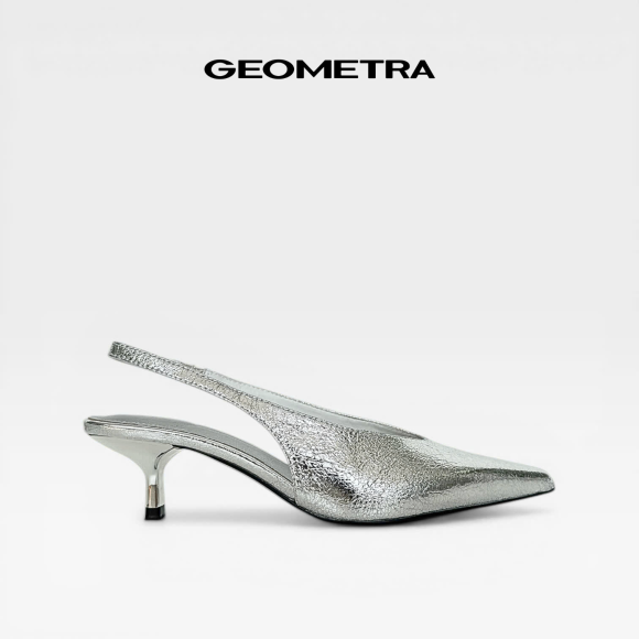 Giày cao gót bít mũi hở gót da nứt Rift