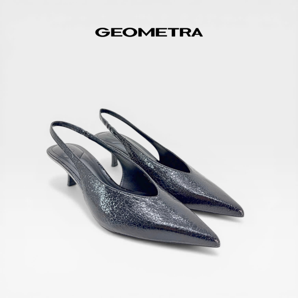 Giày cao gót bít mũi hở gót da nứt Rift