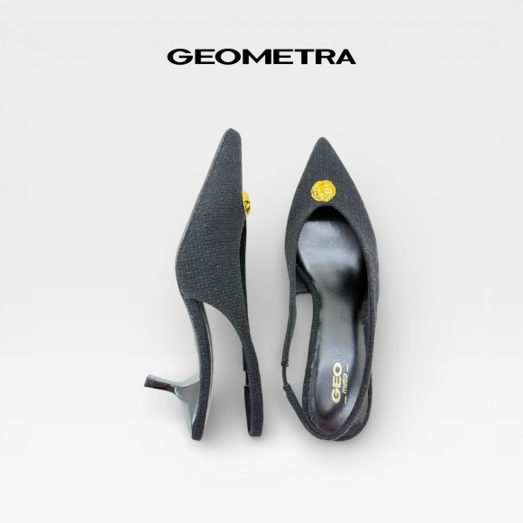 Slingback cao gót bít mũi hở gót Champagne Opal WSB0525 - GEOMETRA