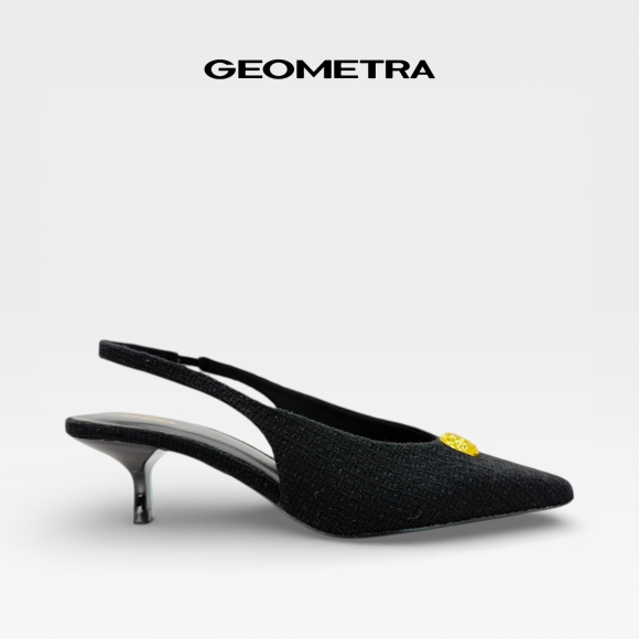 Slingback cao gót bít mũi hở gót Champagne Opal WSB0525 - GEOMETRA